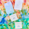 Hand dyed silk square with rainbow feather pattern from Sarah's Silks | Conscious Craft